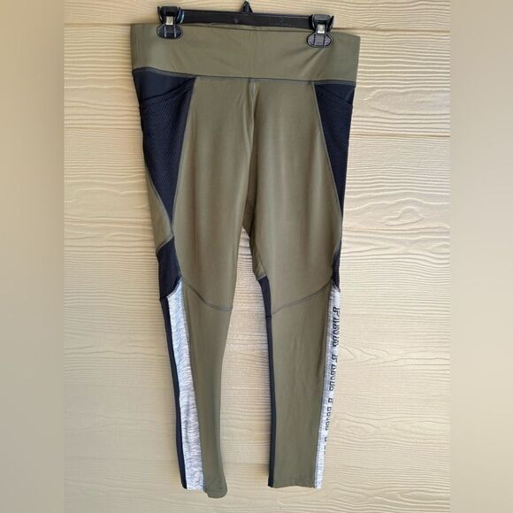 Awesome VS Pink Green Athletic Leggings Large Excellent Condition - Picture 1 of 5